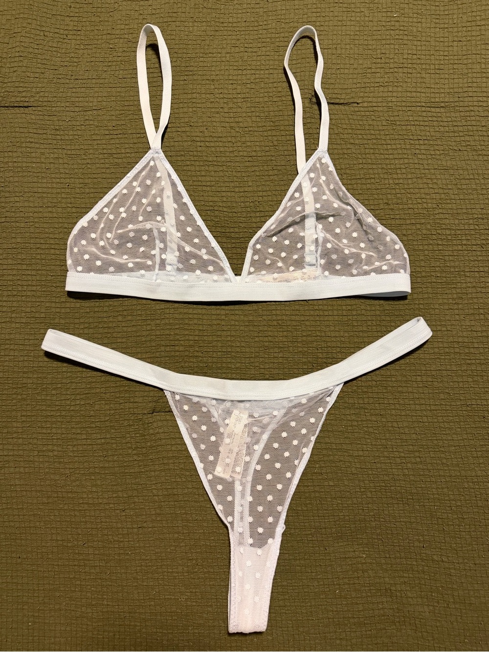 Primark Sheer Polka Dot Bralette & Thong Set